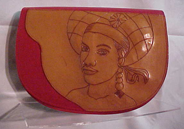 Red Handbag - Hand Carved Lady's Image