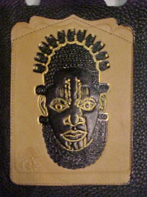 Black Benin Mask & Gold Touches