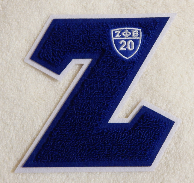 Zeta Phi Beta Chenille Letters Iron-On Patch Set [Blue/White - 4T